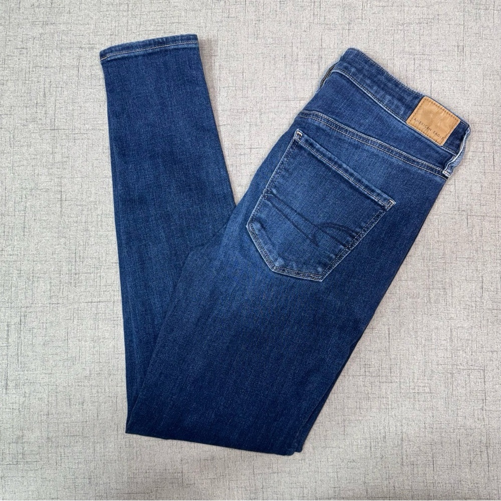 American Eagle AE Next Level High Waisted Jegging Dark Skinny Jeans Size 8 - Picture 5 of 11